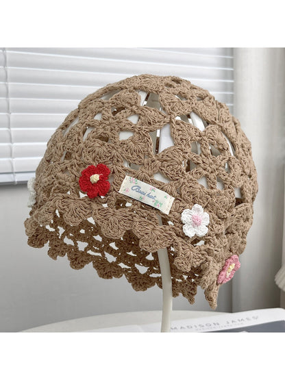 Haila - Openwork Round Crown Brimless Knit Beanie