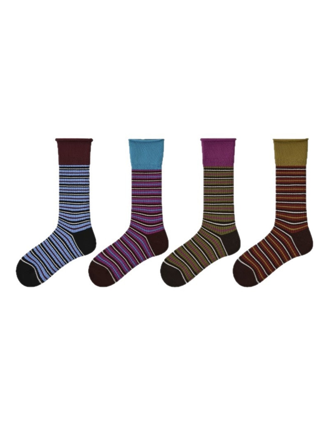 Rufia - Retro Stripe Color Block Crew Socks