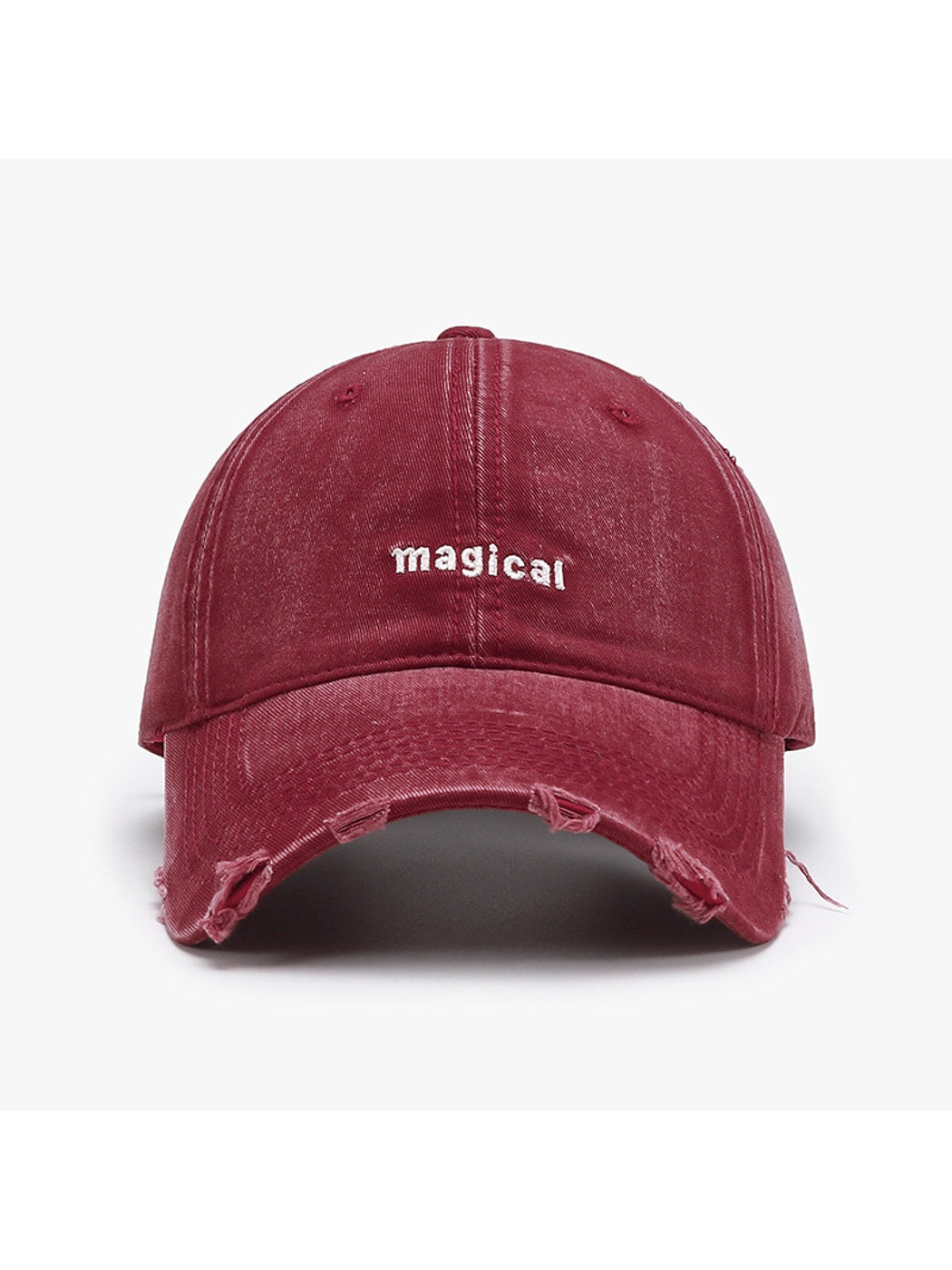 Haila - Embroidered Distressed Curved Brim Baseball Cap
