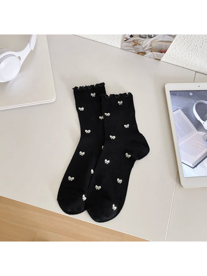 Rufia - Minimal Bow and Stripe Ankle Socks product image 4