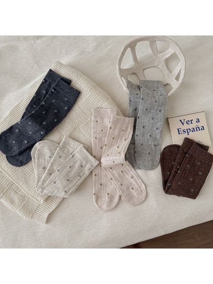 Rufia - Floral Pattern Casual Everyday Crew Socks