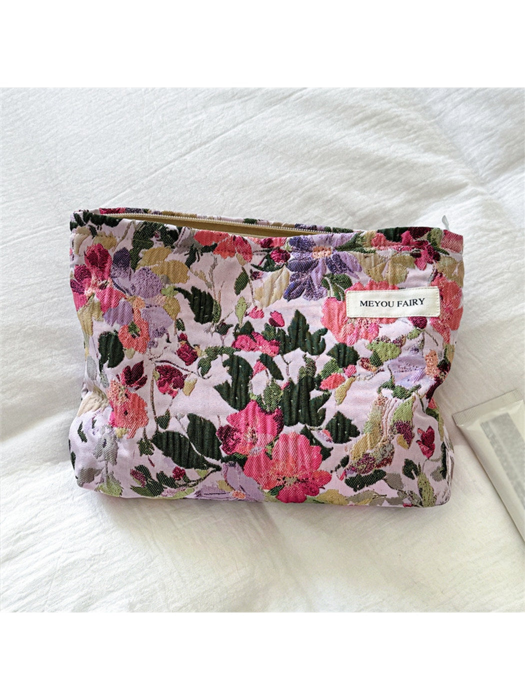Cosbai - Floral Jacquard Zipper Cosmetic Bag