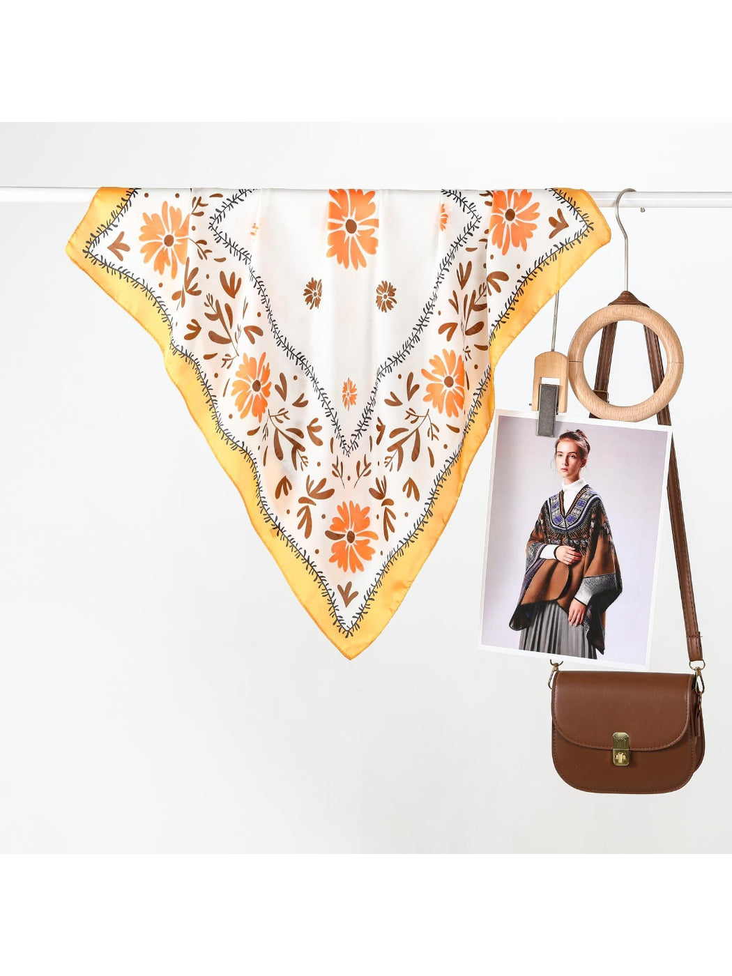 Scarvii - Boho Floral Frame Square Scarf