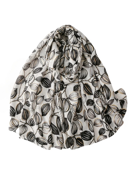 Scarvii - Foil Bud Print Lightweight Wrap Scarf
