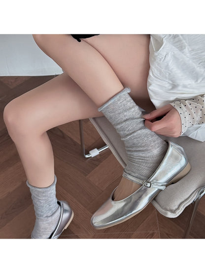 Rufia - Solid Color Slouch Crew Socks