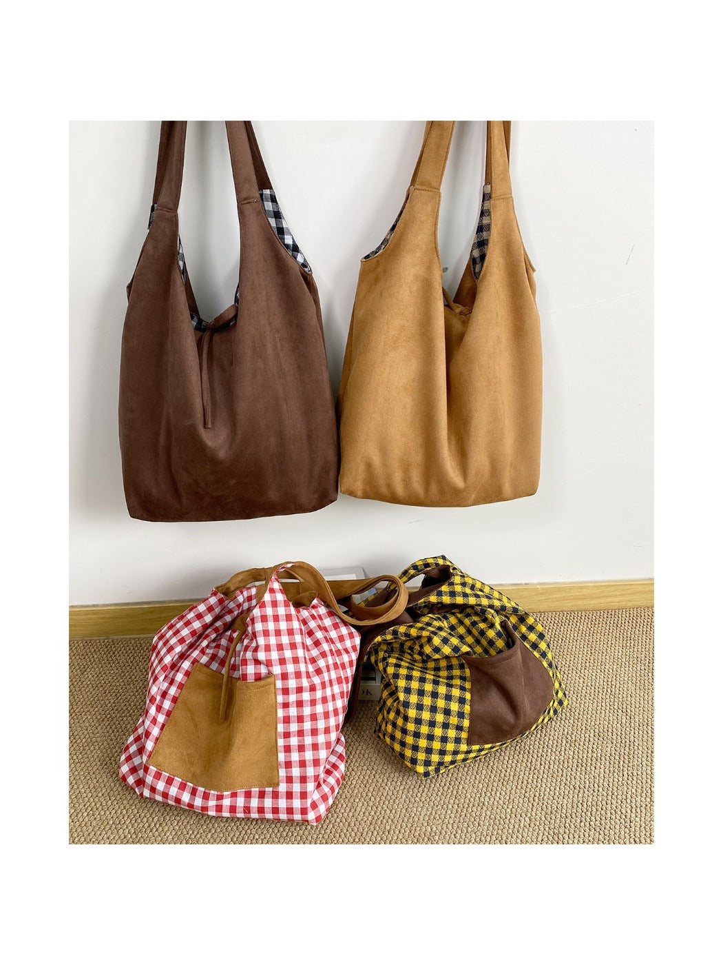 Cosbai – Retro Reversible Color-Block Tote Bag