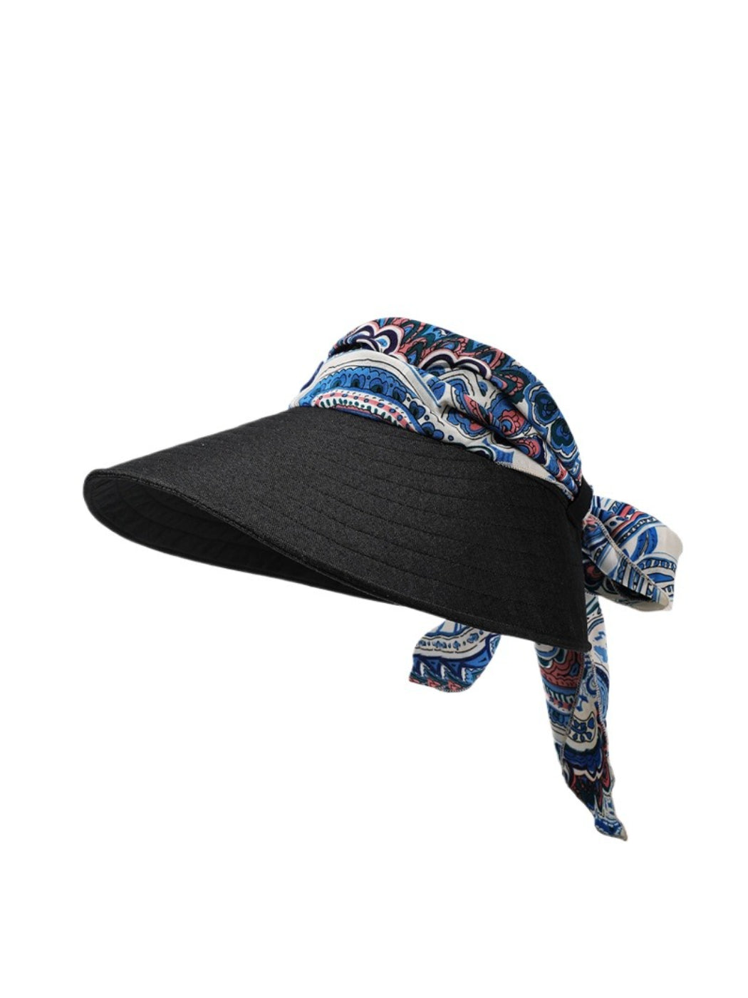 Haila boho print open top hat with wide brim and colorful geometric patterns