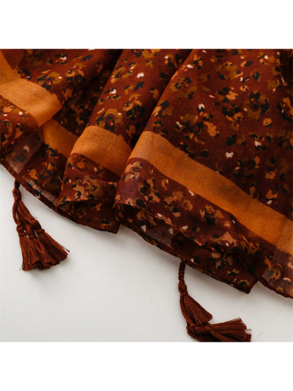 Scarvii - Small Floral Print Lightweight Scarf