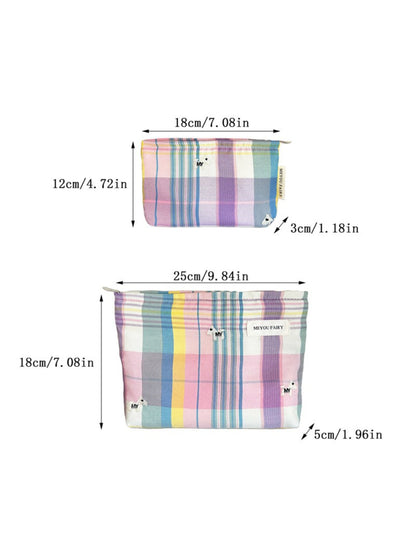Cosbai Classic Plaid Travel Cosmetic Pouch displayed on a white background