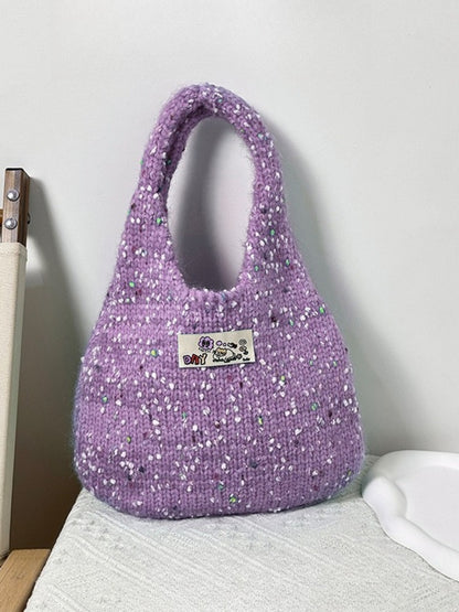 Cosbai - Colorful Knit Shoulder Tote Bag