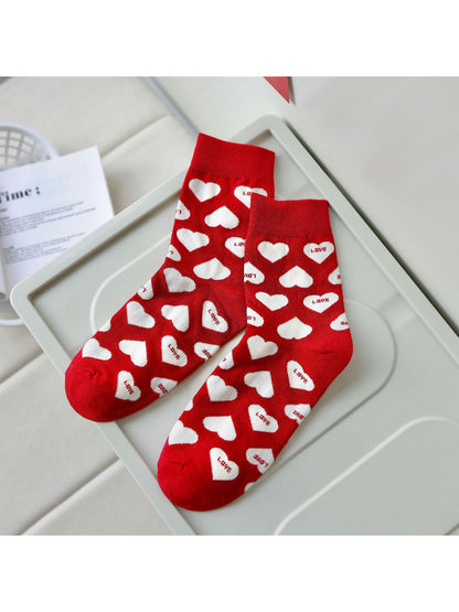 Rufia - Graphic Heart Pattern Crew Socks