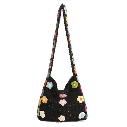 Cosbai - Floral Crochet Shoulder Bag - Summer Chic