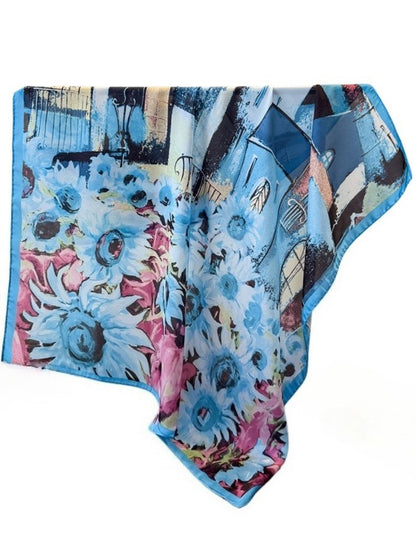 Scarvii - Square Scarf with Sunflower Pattern – Bright & Cheerful