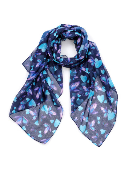 Scarvii - Blue Butterfly Print Scarf