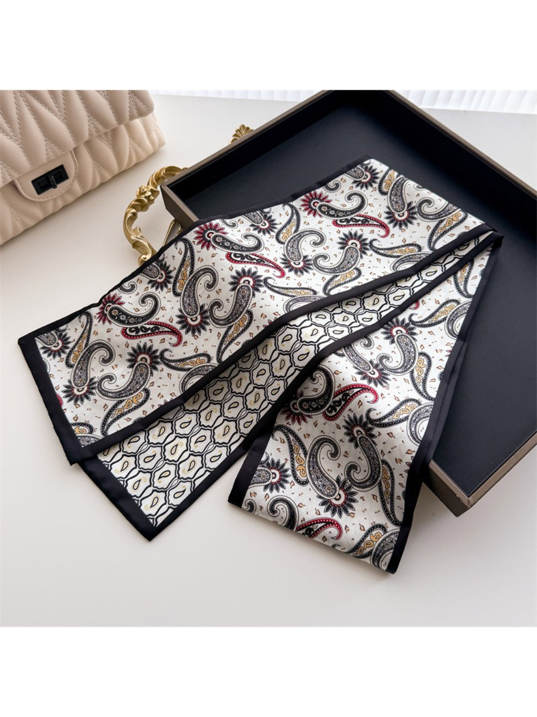Scarvii - Paisley Border Skinny Scarf