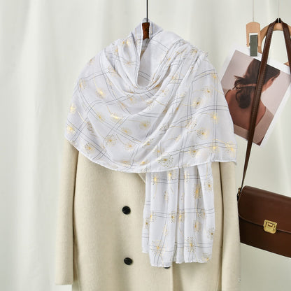 Scarvii - Golden Dandelion Printed Scarf - Stylish &Soft