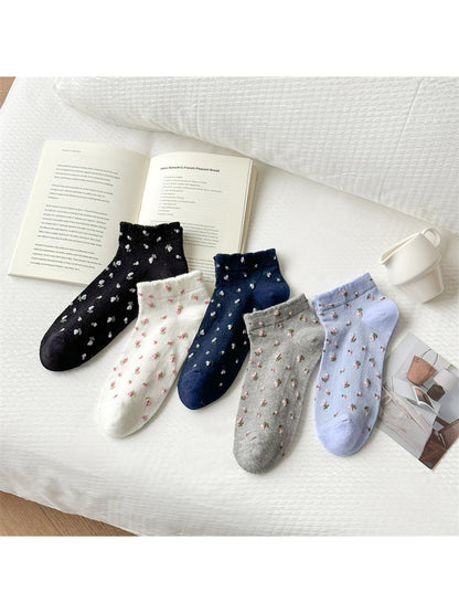 Rufia - Earthy Ditsy Floral Pattern Ankle Socks