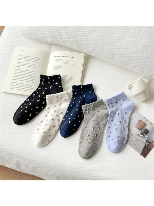Rufia - Earthy Ditsy Floral Pattern Ankle Socks
