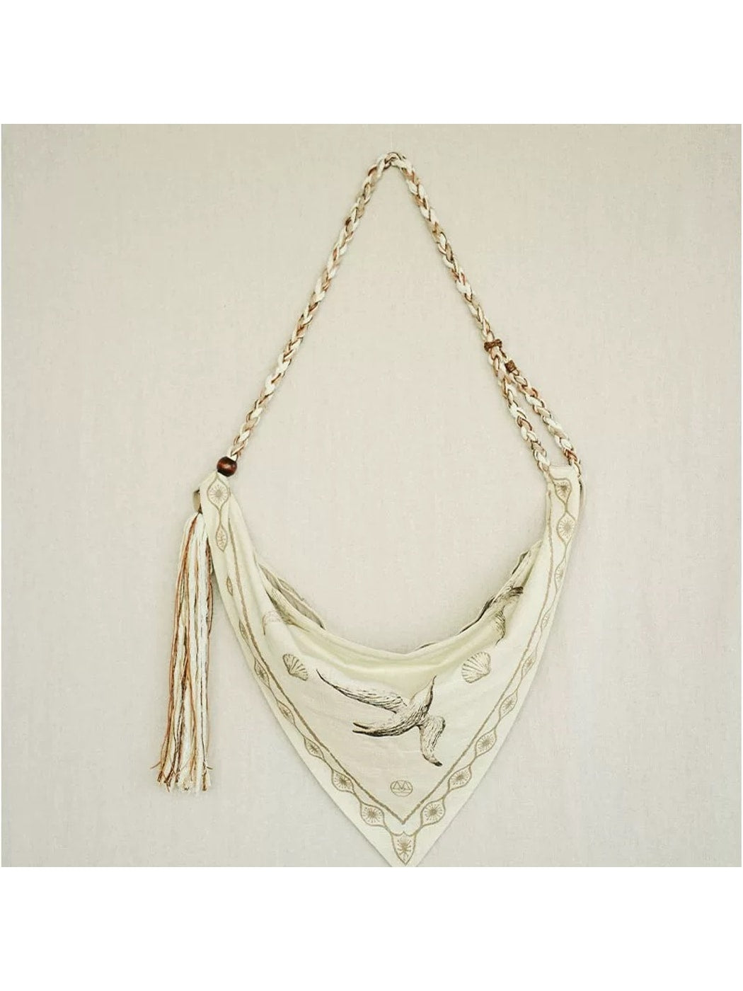 Cosbai - Bohemian Tassel Details Triangle Crossbody Bag