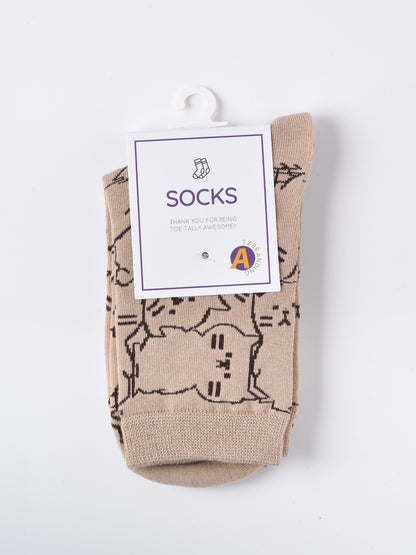 Rufia - Cartoon Cat Mid-Calf Socks