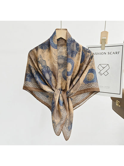 Scarvii - Retro Distressed Circle Print Square Scarf