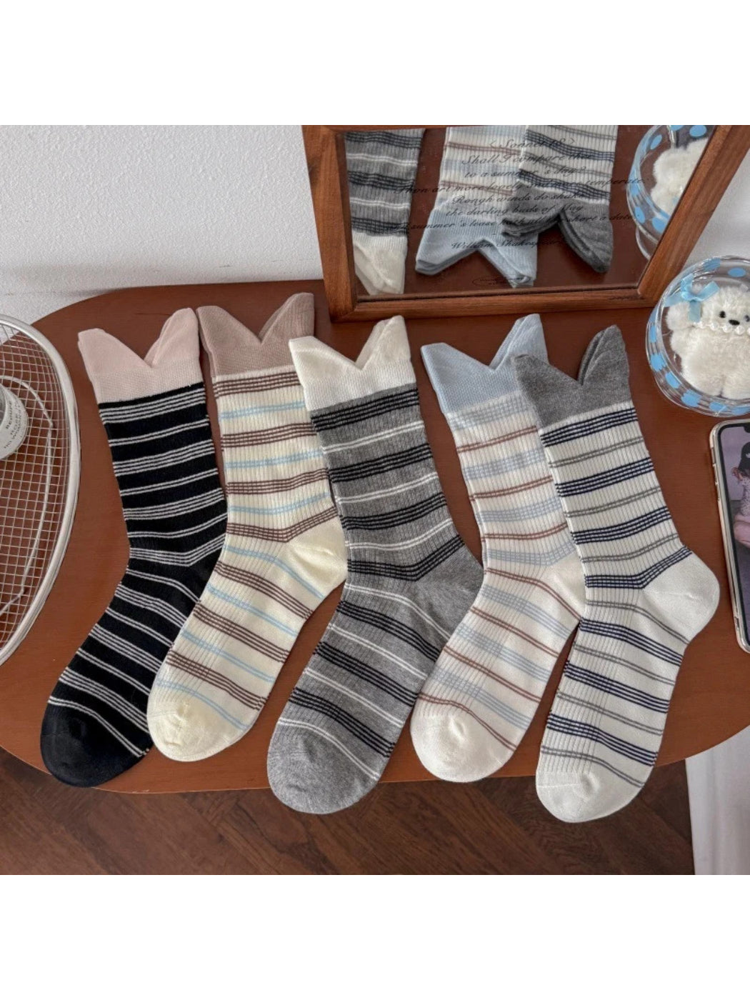 Rufia - Stripe Split V-Cuff Crew Socks