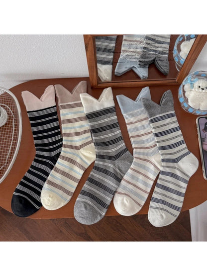 Rufia - Stripe Split V-Cuff Crew Socks