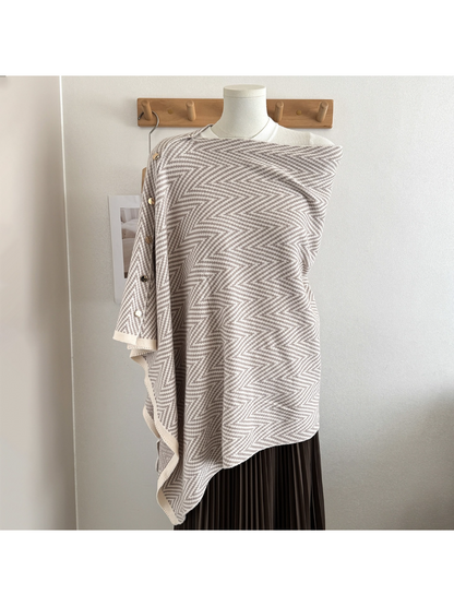 Scarvii - Herringbone Button Front Shawl Wrap