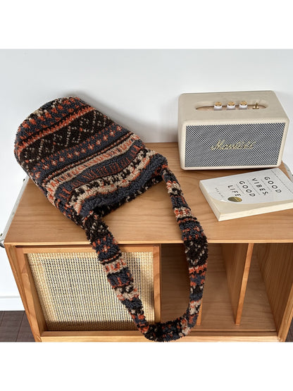Cosbai - Retro Leopard Print Crossbody Bag