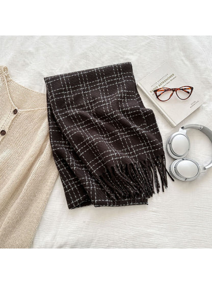 Scarvii - Checked Pattern Simple Winter Shawl
