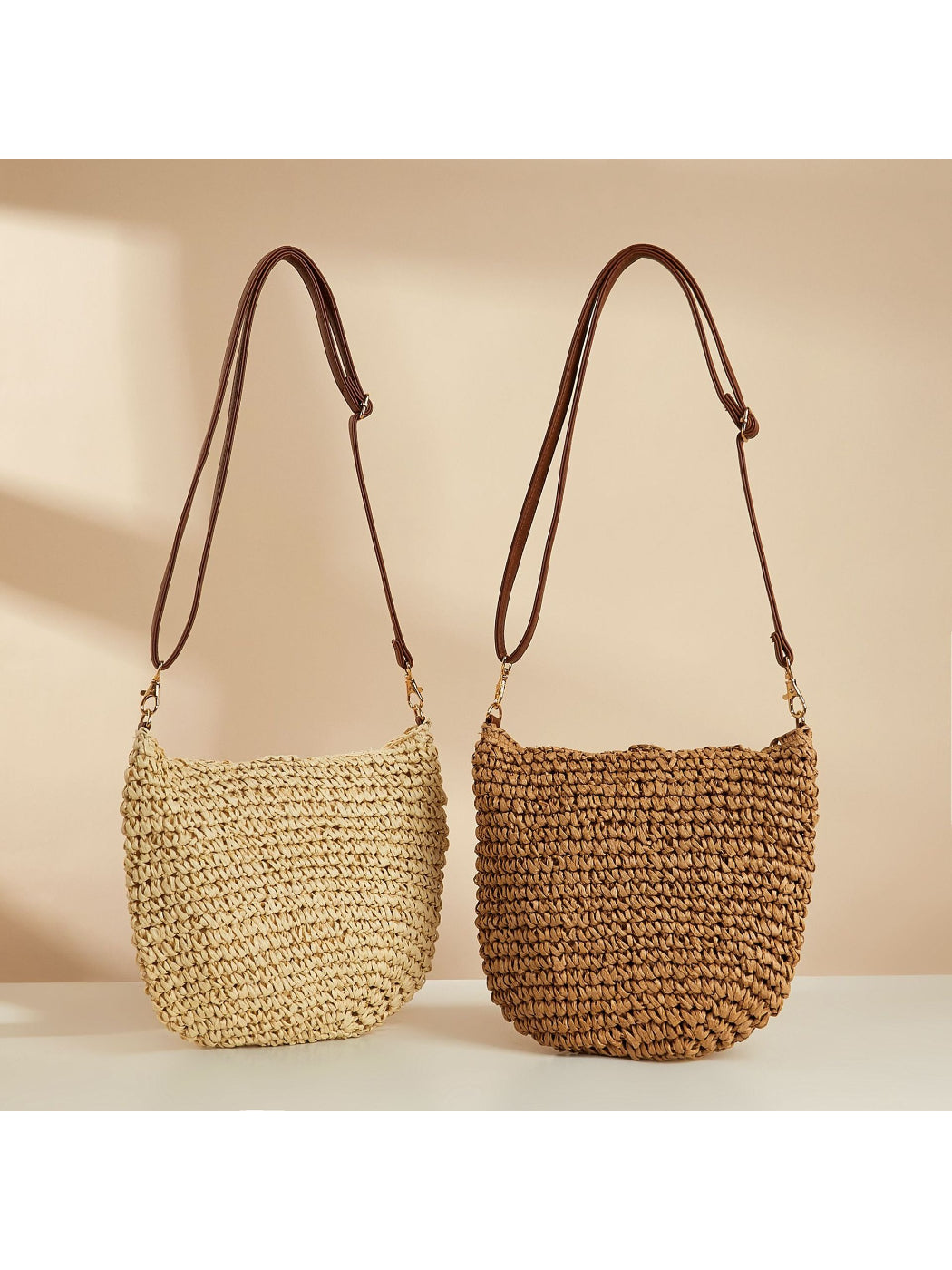 Cosbai - Buckle Detail Straw Crossbody Bag - image 4