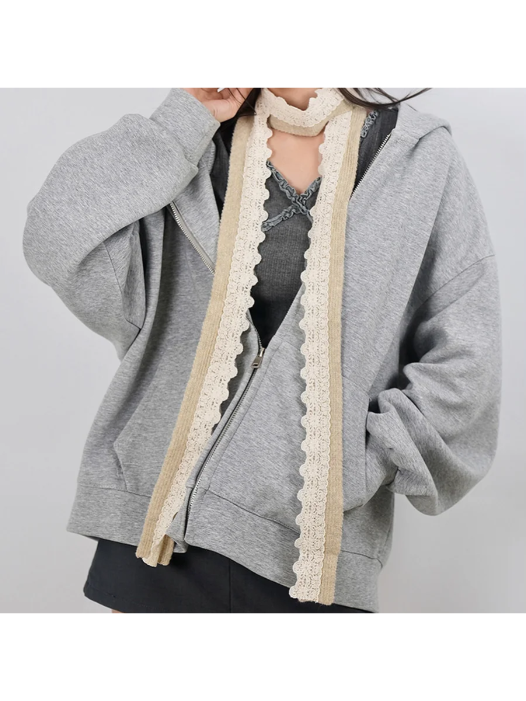 Scarvii - Solid Ribbed Knit Narrow Scarf