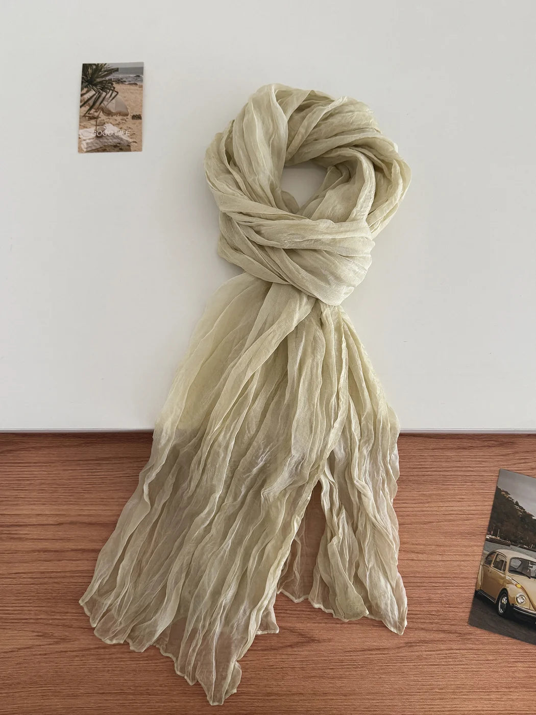 Scarvii - Crinkled Texture Sheer Scarf