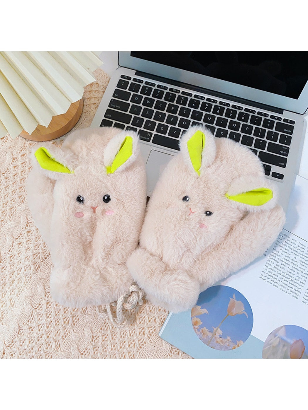 Gloving - Soft Plush Bunny Face Winter Mittens