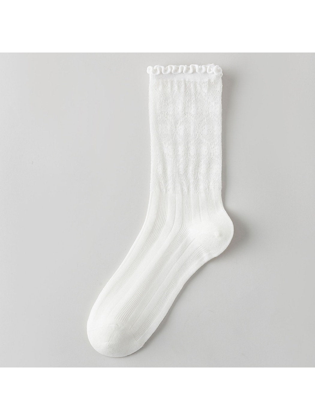 Rufia - Ruffle Cuff Bow Pattern Crew Socks