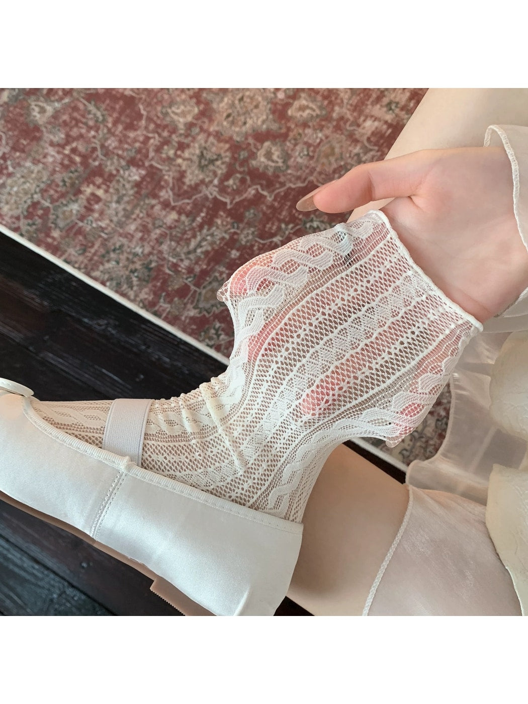 Rufia - Delicate Openwork Crew Socks