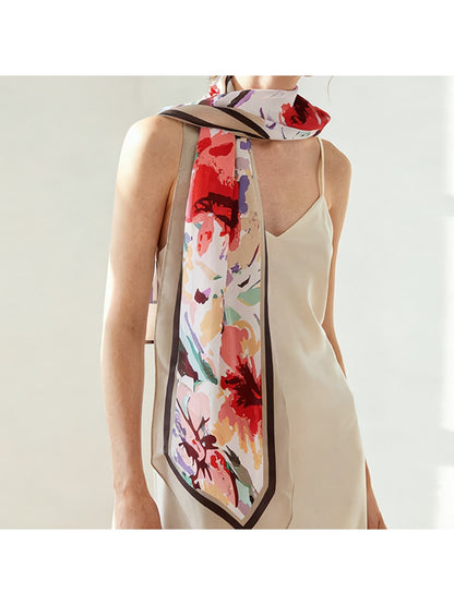 Scarvii - Retro Border Floral Print Scarf