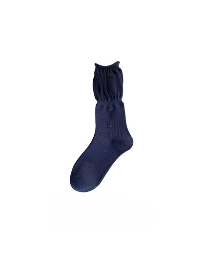 Rufia - Embroidered Ruffle Edge Crew Socks