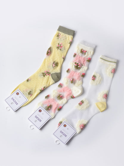 Rufia - Cute Summer Floral Sheer Socks