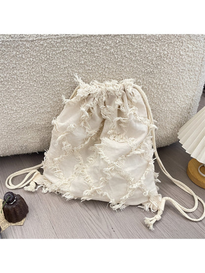 Cosbai - Fringe Detail Casual Canvas Backpack