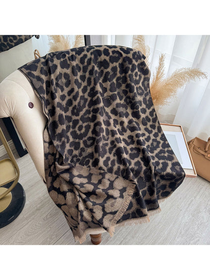 Scarvii - Soft Leopard Print Oversized Scarf