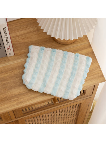 Cosbai - Puff-textured Solid Color and Stripes Zip Pouch