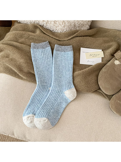 Rufia - Simple Colorblock Casual Crew Socks