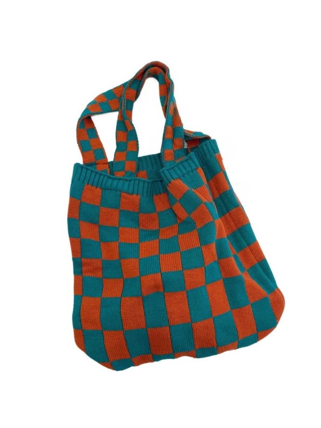 Cosbai – Knitted Checkered Tote Bag
