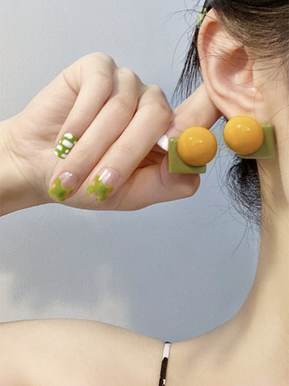 Earwish - Retro Colorblock Geometric Stud Earrings