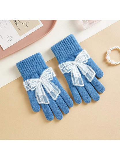 Gloving - Bow Detail Ribbed Cuff Gloves