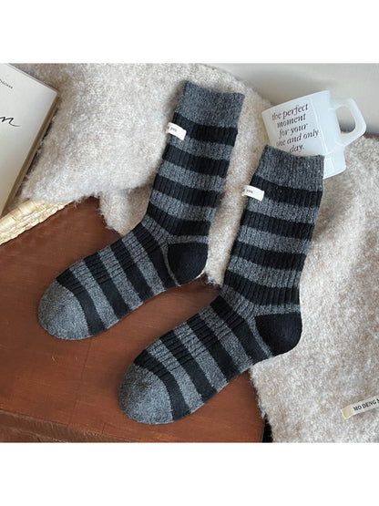 Rufia - Soft Winter Stripe Knit Crew Socks
