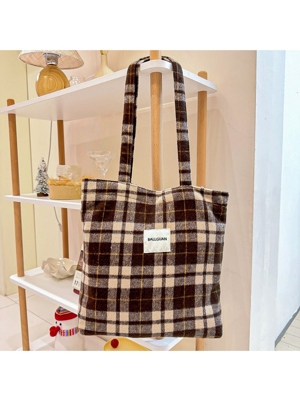 Cosbai – Plaid Crossbody Tote Bag