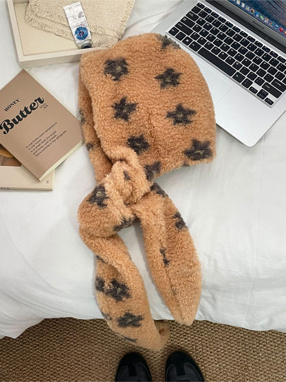 Scarvii - Fuzzy Floral Pattern Head Scarf