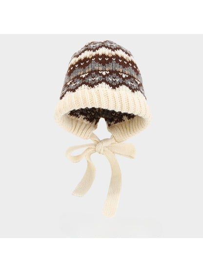Haila - Nordic Pattern Tie Bonnet Beanie